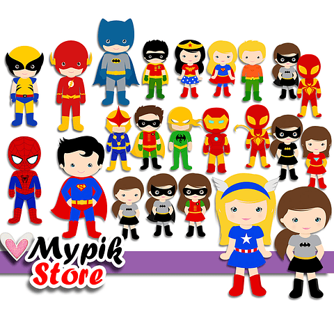 Kit Super Digital Super Heroes Marvel &amp; DC - Scrapbook
