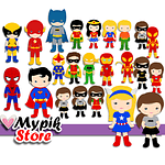 Kit Super Digital Super Heroes Marvel &amp; DC - Scrapbook
