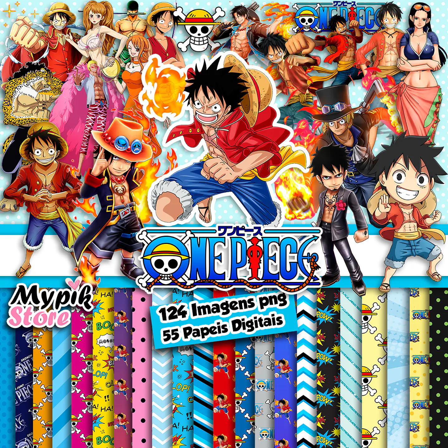Super Kit Digital One Piece - Imágenes PNG y Papeles Digitales 1