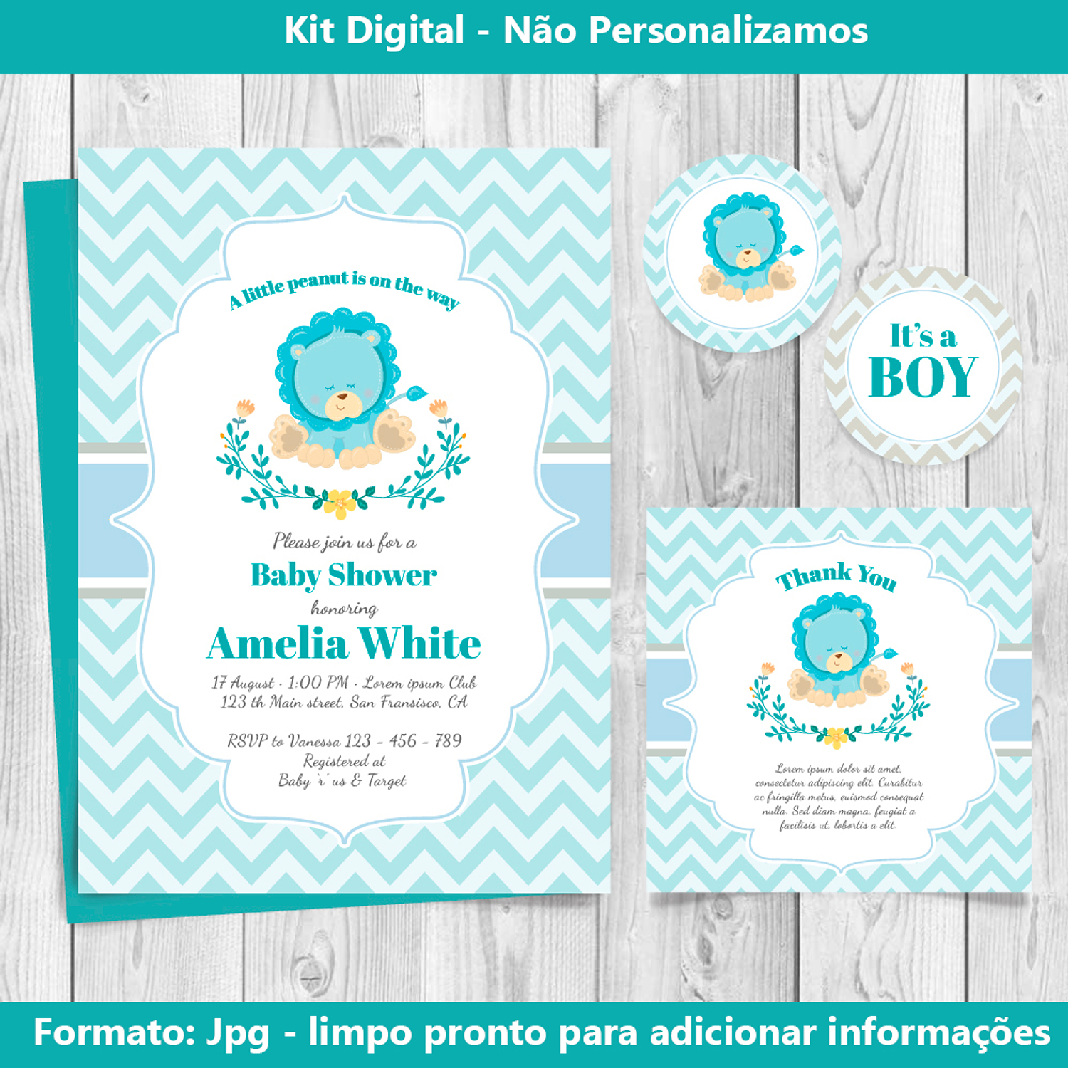 Kit Digital Baby Té Azul Editable para imprimir