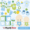 Kit de Baby Shower Digital Azul - Niño