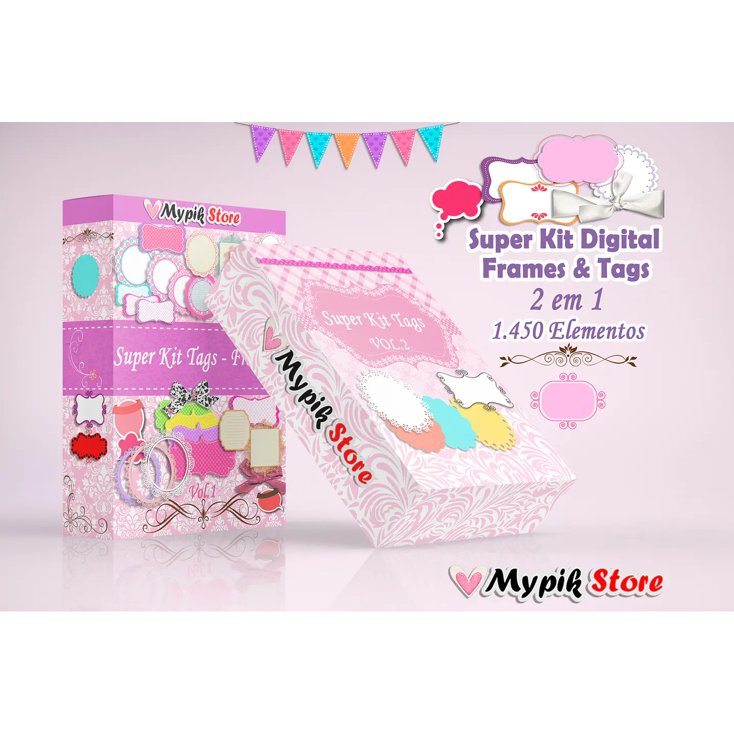 Etiquetas y marcos digitales Super Kit - Scrapbook 1