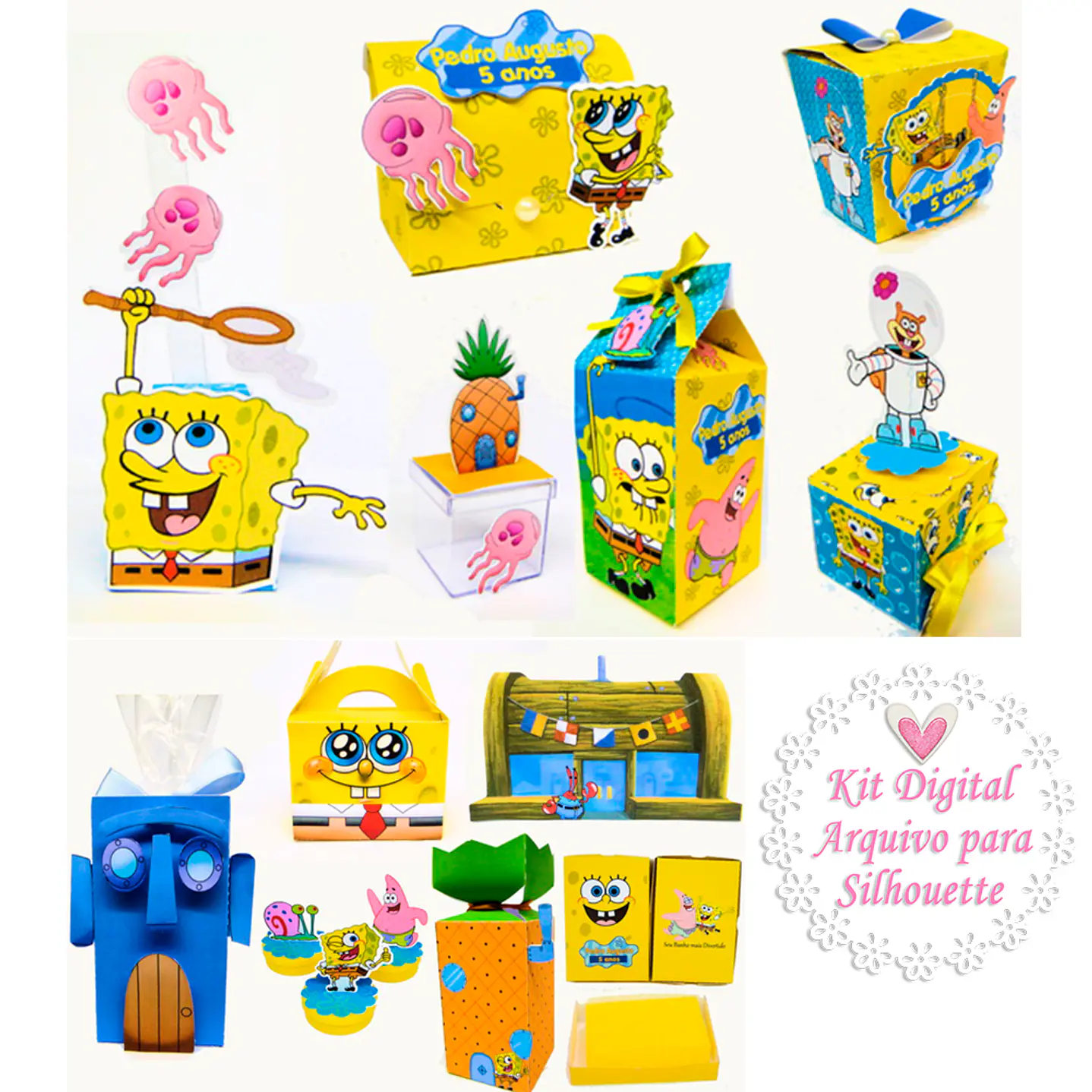 Kit Digital Fiesta Lista Bob Esponja - Archivo de Corte Silhouette 1