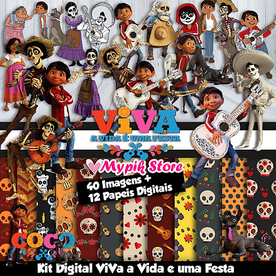 Kit Digital Coco Viva a Vida e uma Festa 
