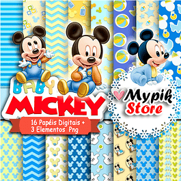 Kit Digital Mickey baby Disney - Coleção Personagens Famosos 