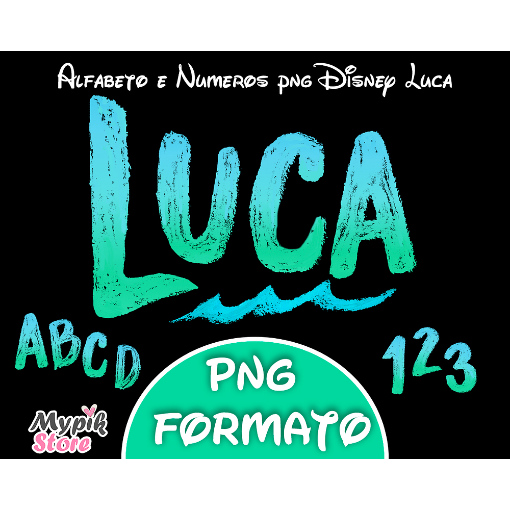 Kit Digital Alfabeto e Números PNG Disney Luca 