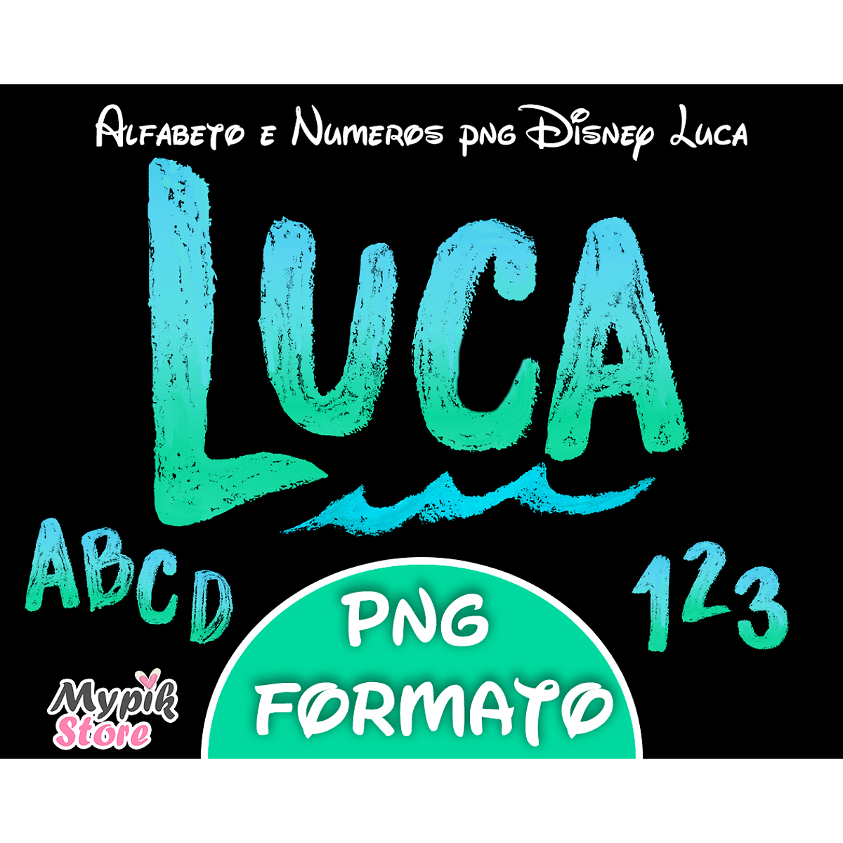 Kit Digital Alfabeto e Números PNG Disney Luca