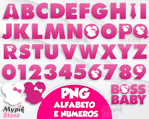Kit Digital Alfabeto el Mighty Boss Niña Afro Rosa