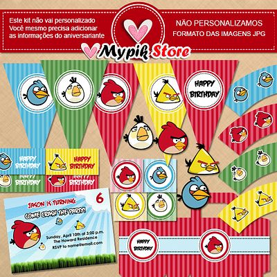 Kit digital de aniversario Angry Birds para Imprimir