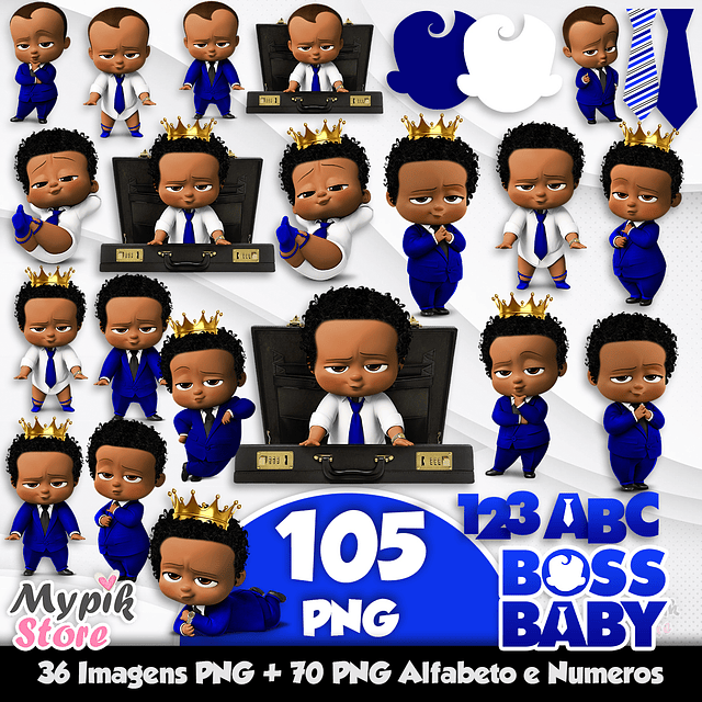 Kit Digital The Mighty Boss Afro Azul