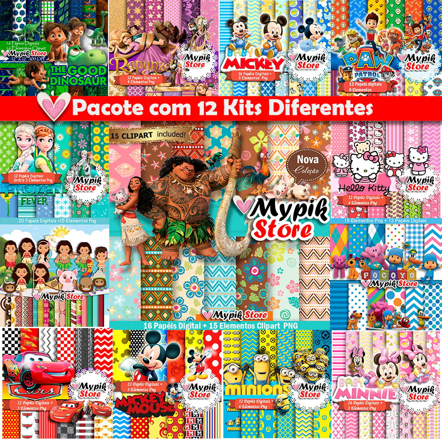 Super Kit digital con 12 kits - Colección Scrapbook 1