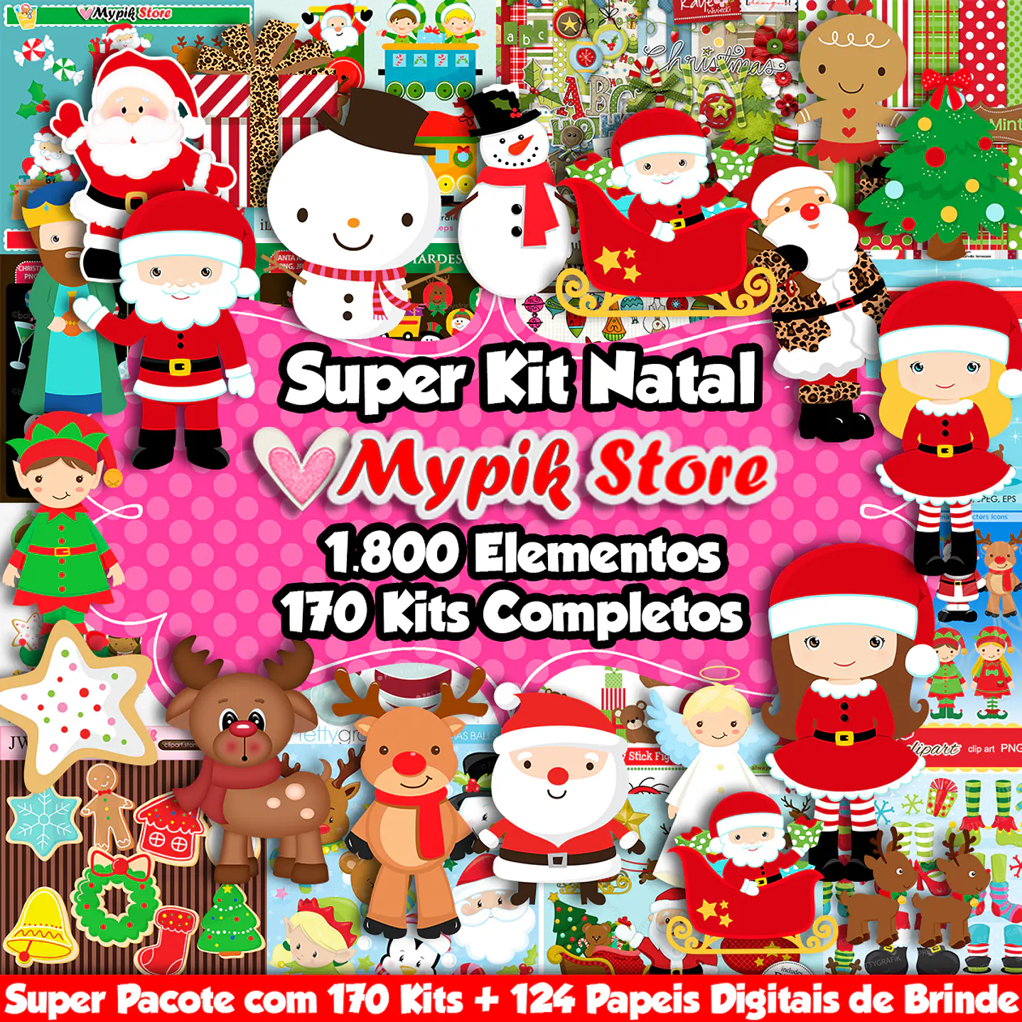 Mega Paquete Navidad con 170 Kits Digitales Imágenes y Papeles Digitales 1