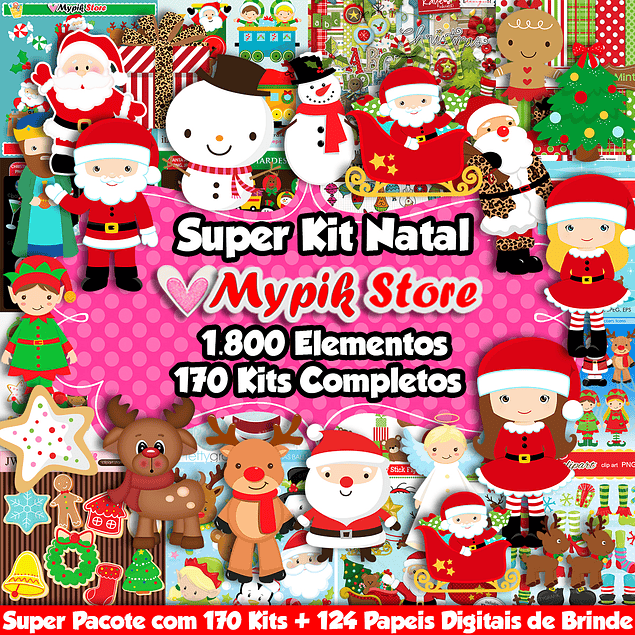 Pacotao Natal Com 170 Kits Scrapbook Imagens Png