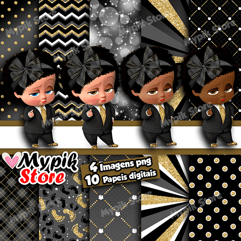 Kit Digital El Poderoso Jefe Negro Oro