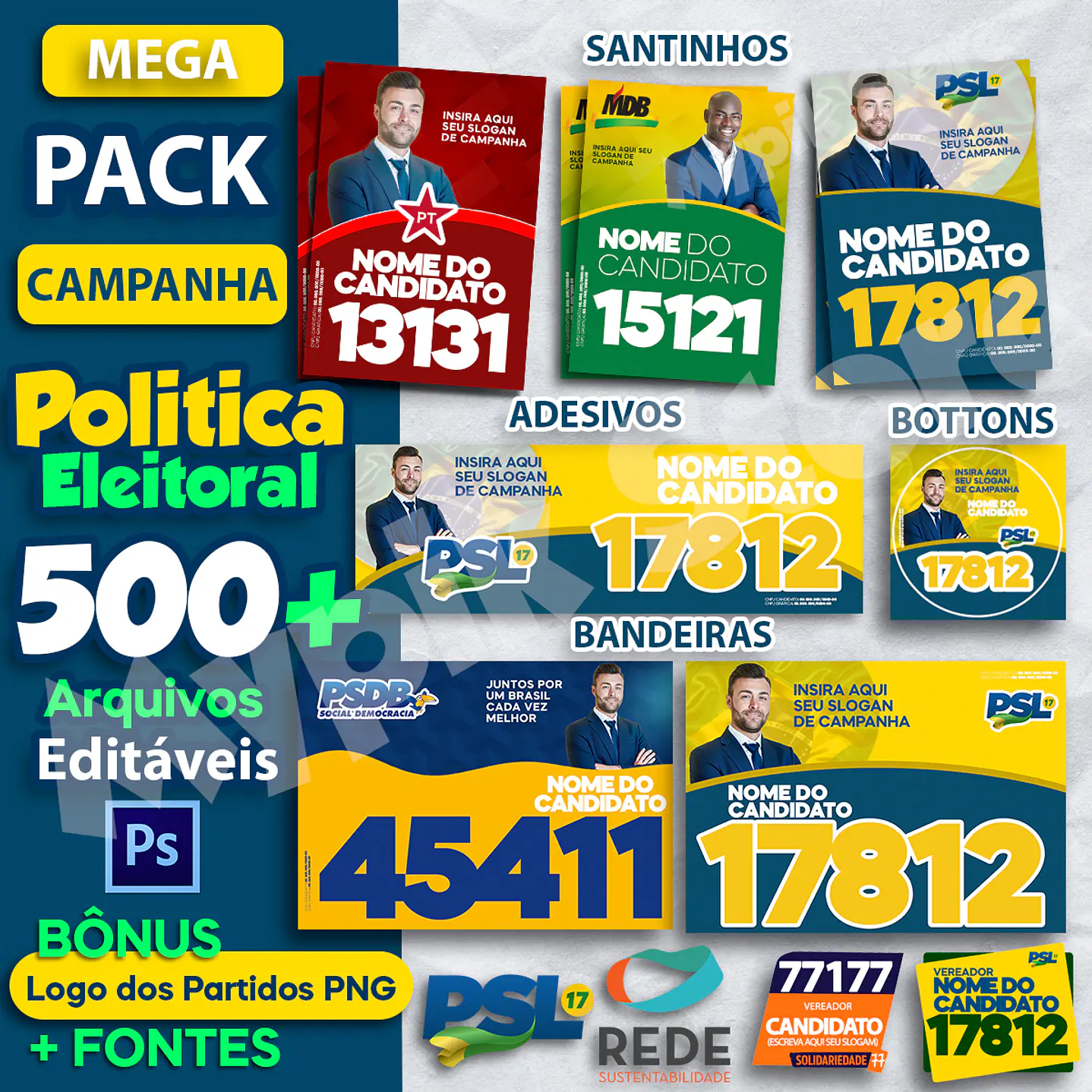 Mega paquete de candidatos editables - Elecciones políticas 2