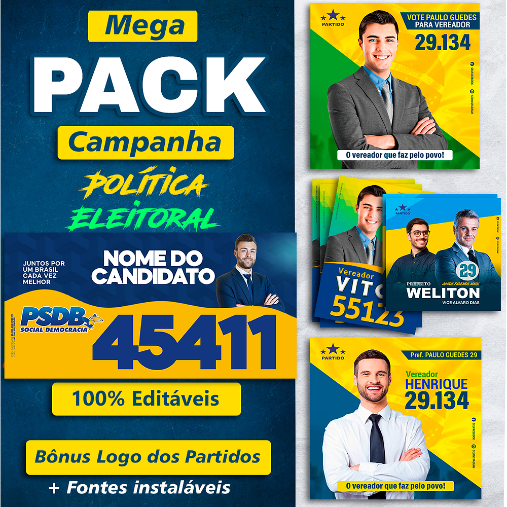 Mega Pack do Candidato Editável - Eleições Políticas 