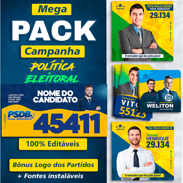 Mega Pack do Candidato Editável - Eleições Políticas 