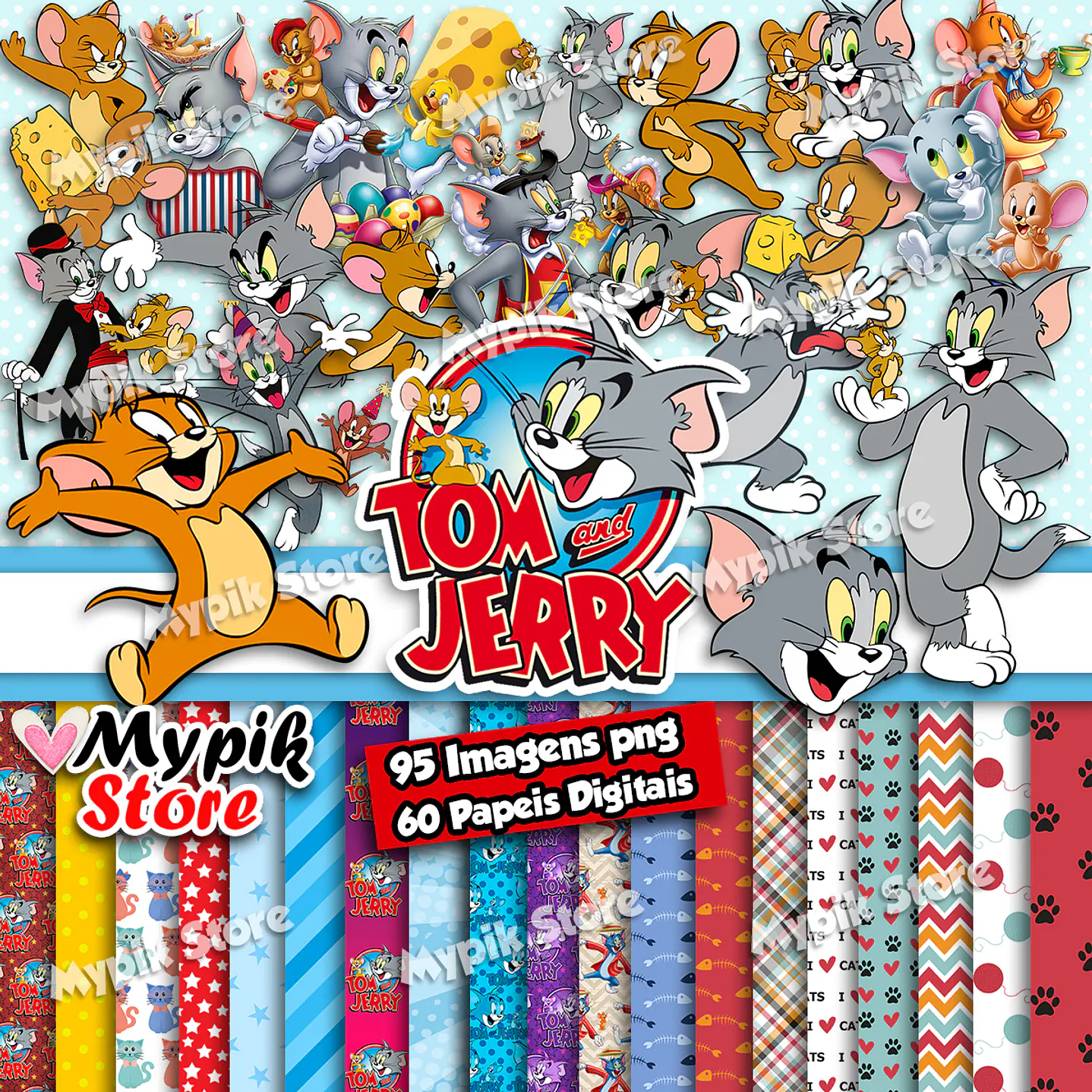 Kit Digital Tom e Jerry imagens PNG e Papeis Digitais  1