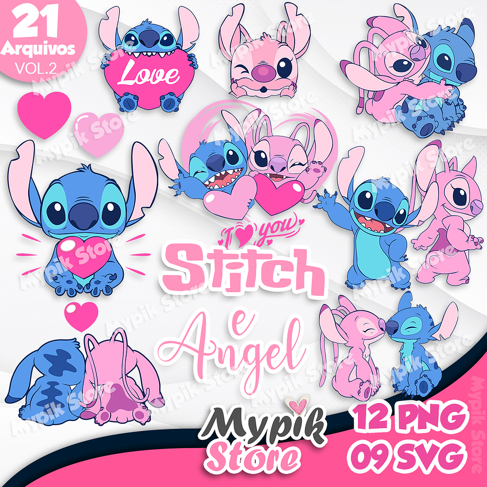 Kit Digital Stitch y Angel imágenes png y svg - Vol.2