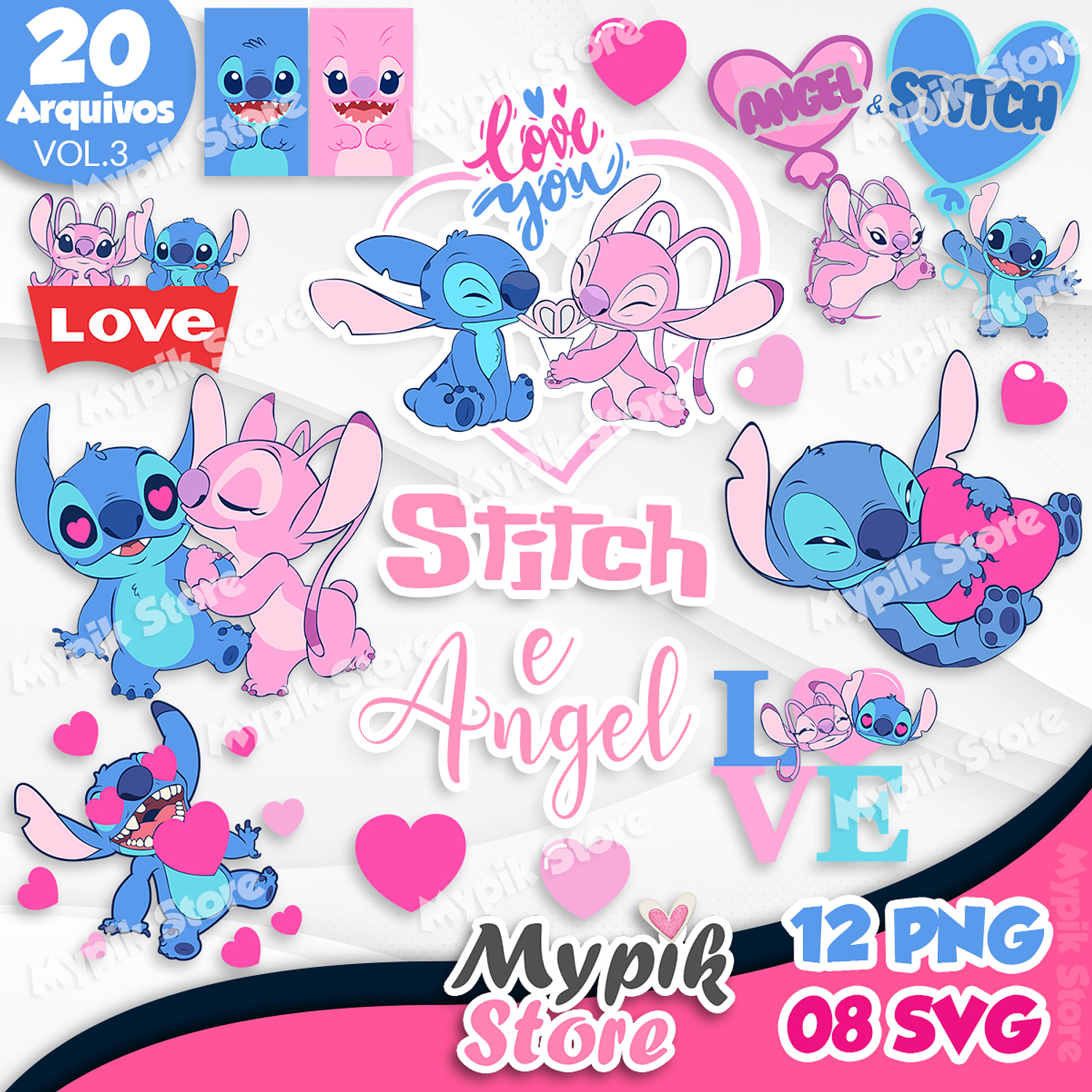 Kit Digital Stitch e Angel imagens png e svg 