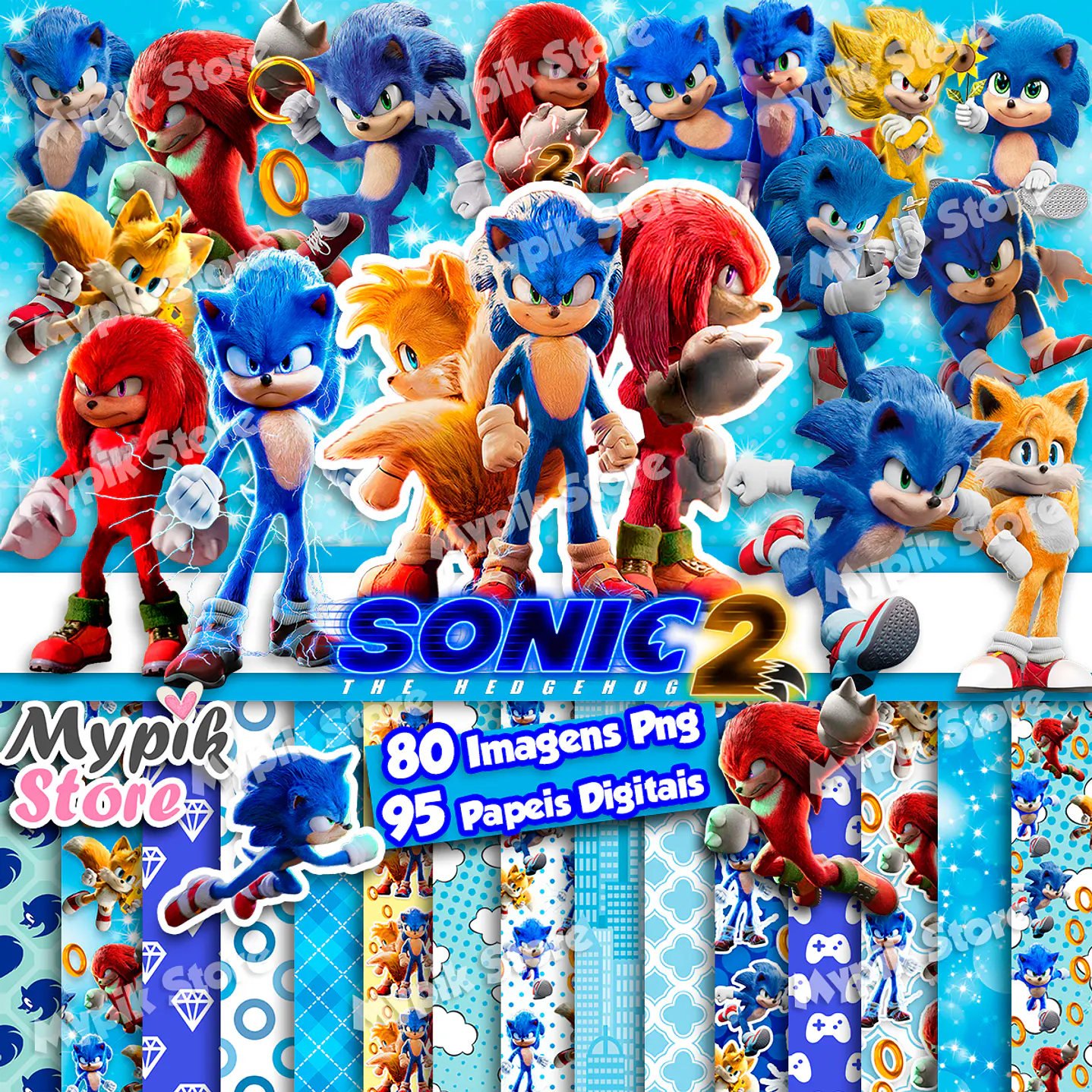 Kit Digital Sonic 2 Imagens Png e Papeis  1