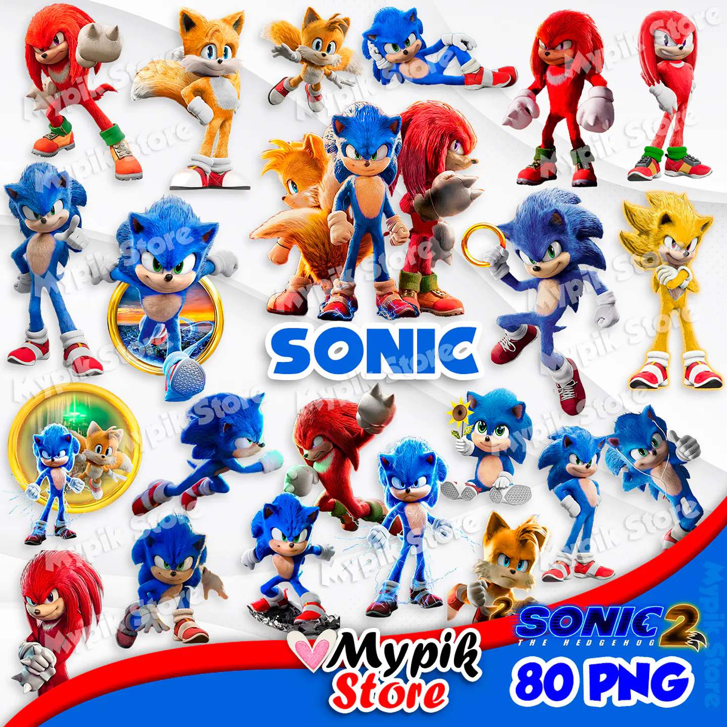 Kit Digital Sonic 2 Imagens Png e Papeis  2