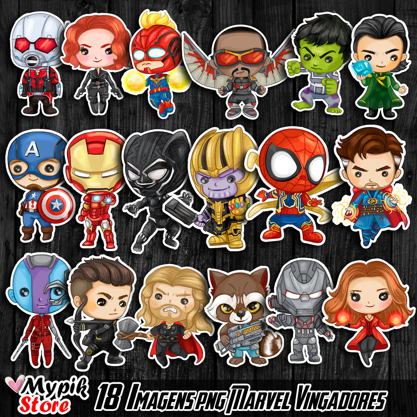 Kit Digital Super Heróis Marvel cutes 1