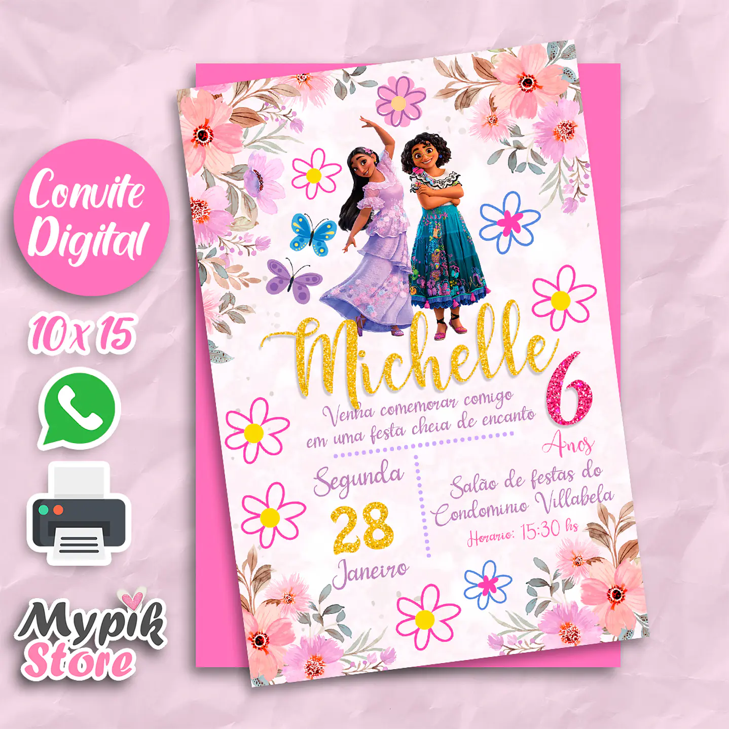 Convite Digital Encanto Floral 2 1