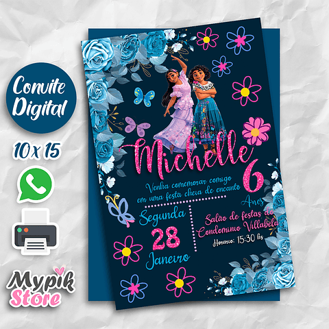 Invitación Digital Disney Encanto Floral Azul