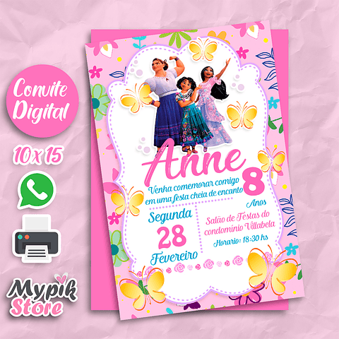 Convite Digital Disney Encanto Rosa