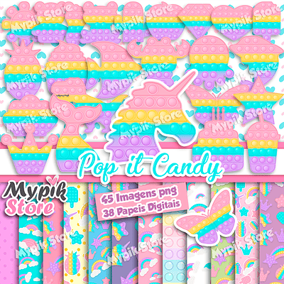 Kit Digital Pop it Candy Color 