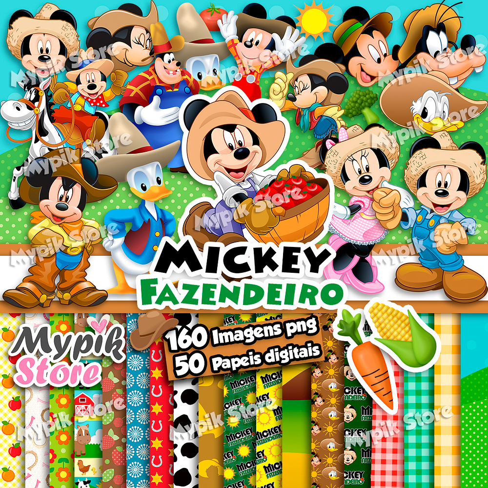 Kit Digital Mickey Fazendeiro 