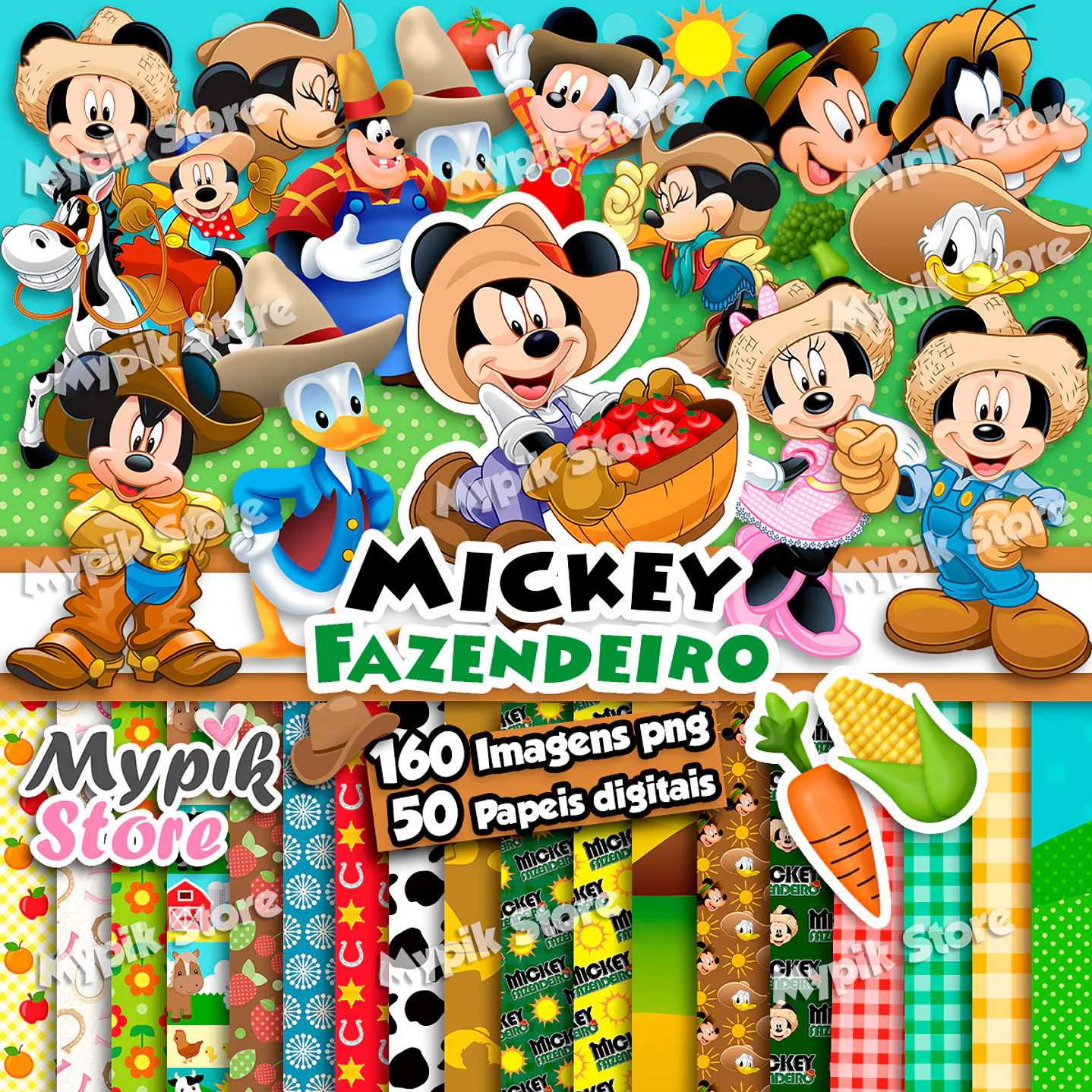 Kit Digital Mickey Fazendeiro  1