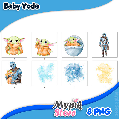 Kit Digital Baby Yoda Aquarela