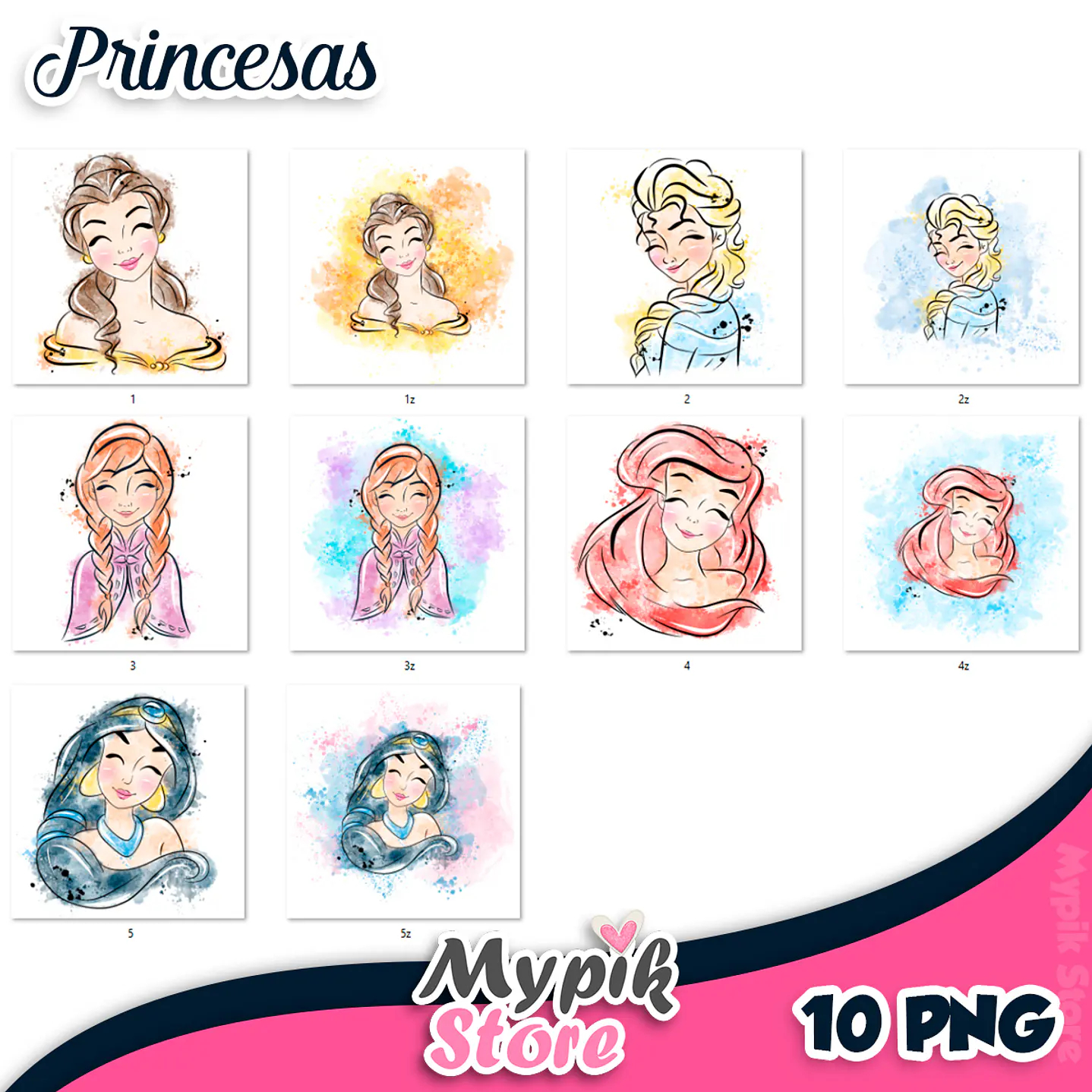Kit Digital Princesas Acuarela 2