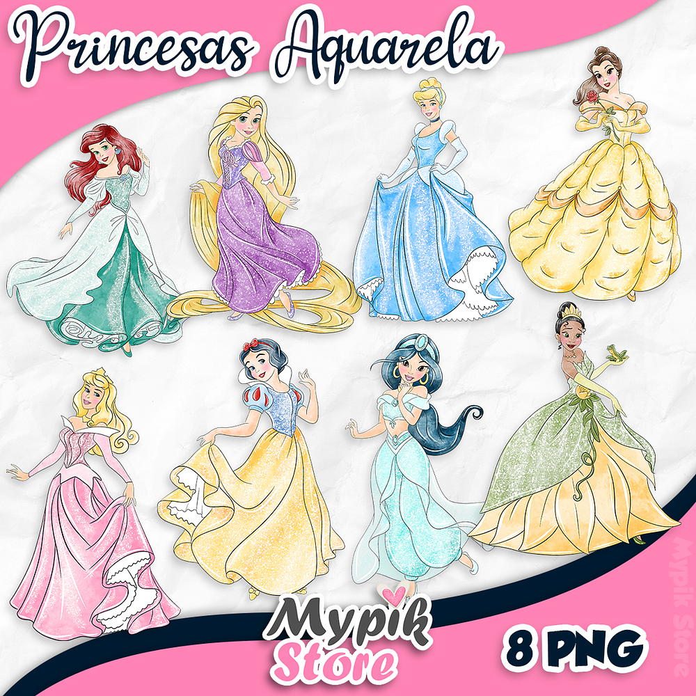 Kit Digital Princesas Aquarela 