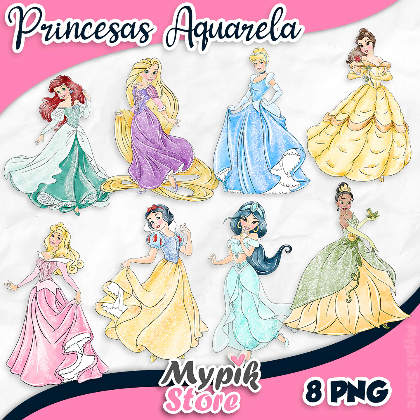 Kit Digital Princesas Acuarela 1
