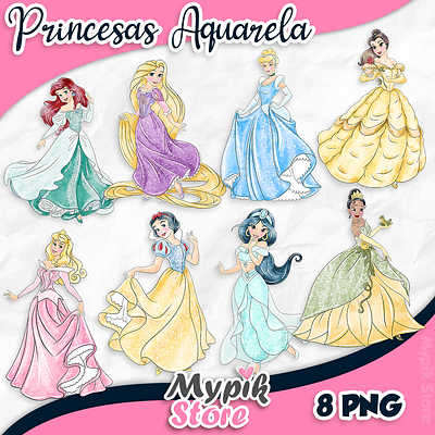 Kit Digital Princesas Acuarela