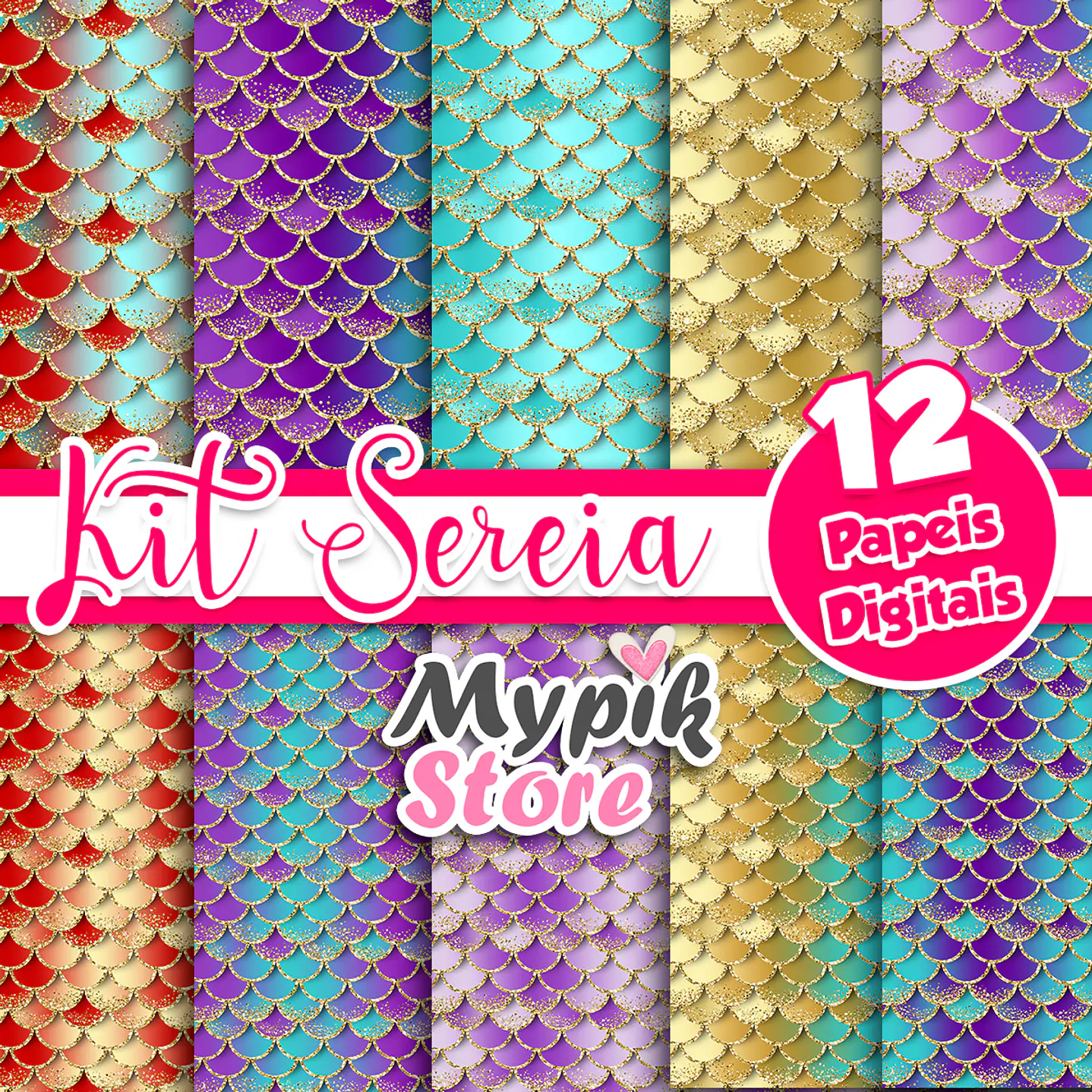 Kit Digital Papeis Sereia  1