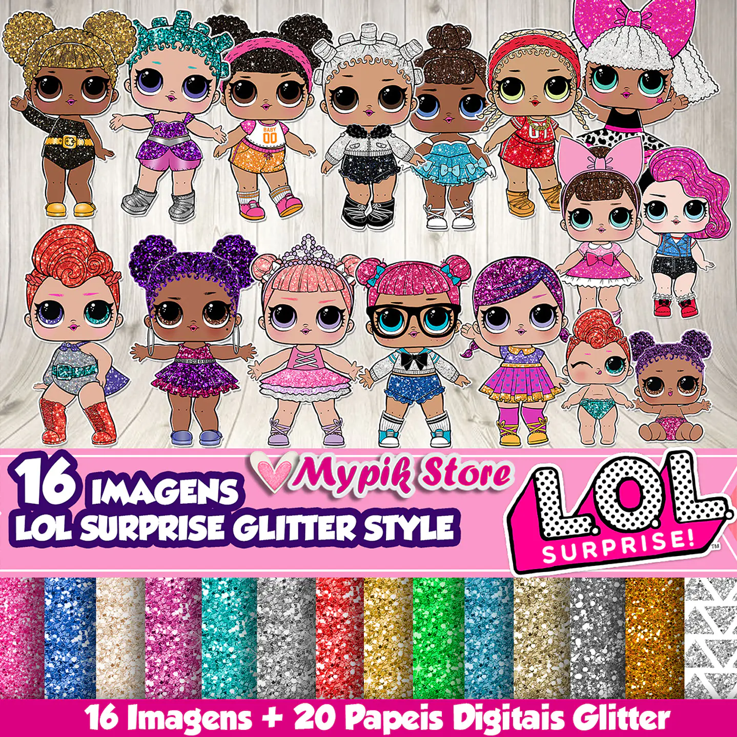Kit Digital LOL Surprise Glitter Style para recuerdos personalizados 1