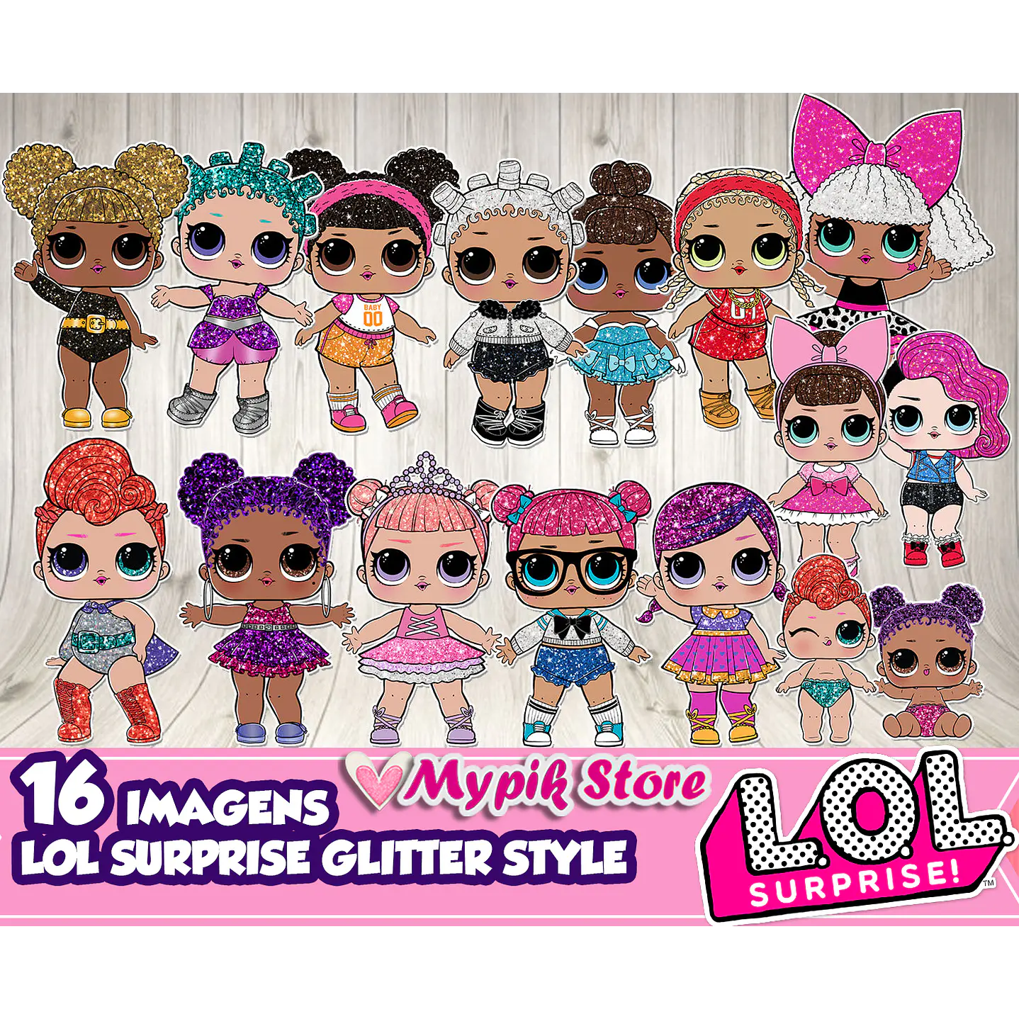 Kit Digital LOL Surprise Glitter Style para recuerdos personalizados 2