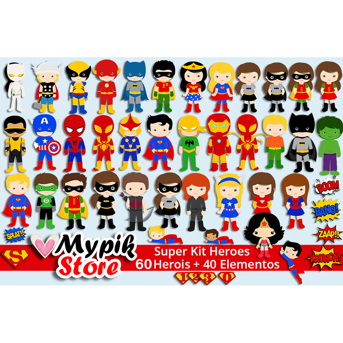 Kit Super Digital Super Heroes Marvel & DC - Scrapbook 1