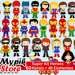 Kit Super Digital Super Heroes Marvel &amp; DC - Scrapbook
