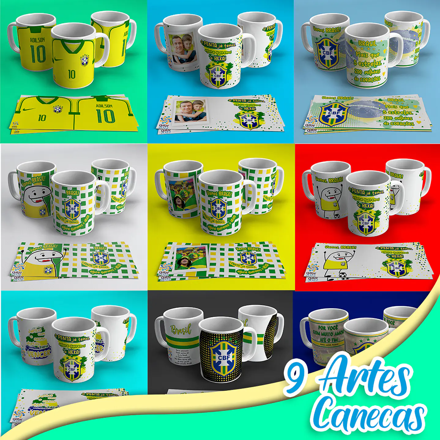 Kit Digital 9 Arte Canecas Copa do Mundo 1