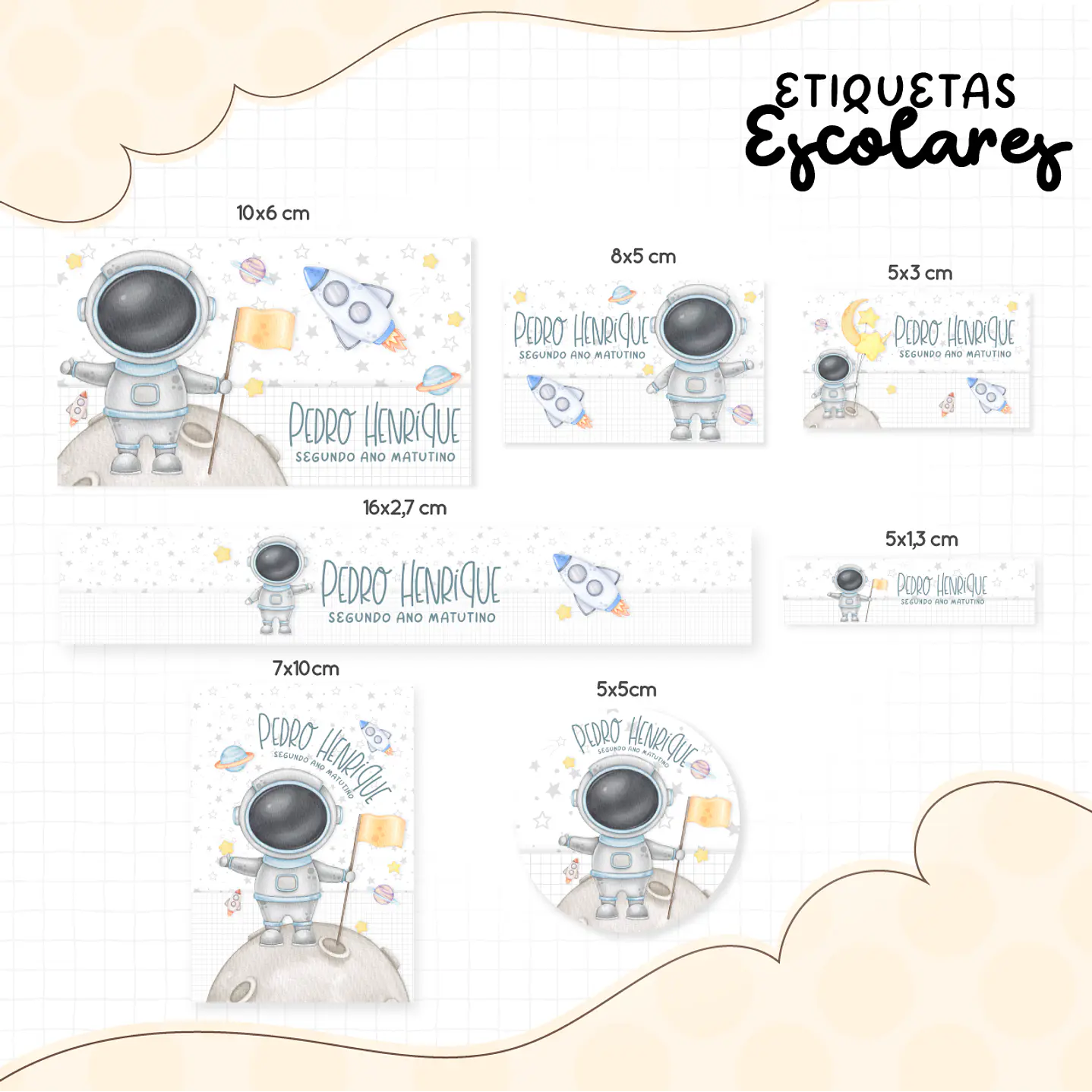 Arquivo de Corte Etiqueta Escolar Astronauta  1