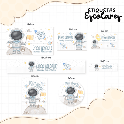 Arquivo de Corte Etiqueta Escolar Astronauta 