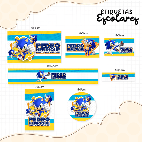 Arquivo de Corte Etiqueta Escolar Sonic 