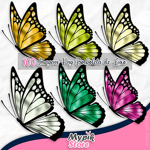 Kit Digital Borboletas de Luxo Metalizada