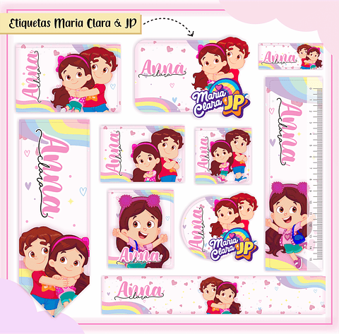 Arquivo de Corte Etiqueta Escolar Maria Clara e JP