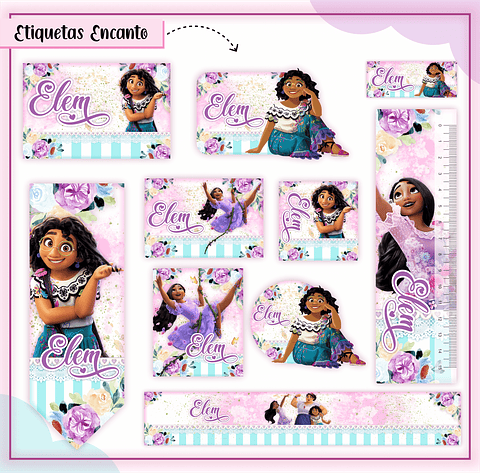 Arquivo de Corte Etiqueta Escolar Encanto